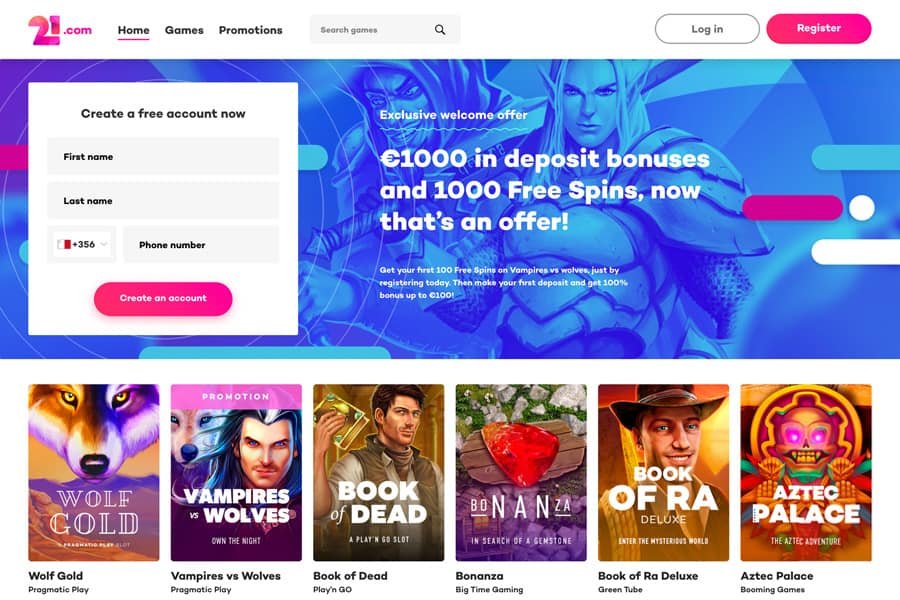 21.com Bonus ohne Einzahlung