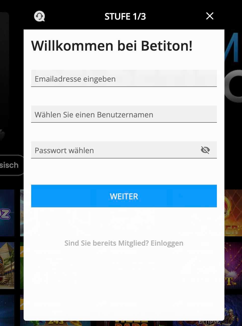 Betiton_Registrierung