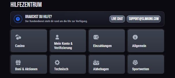 Hilfezentrum bei SlimKing