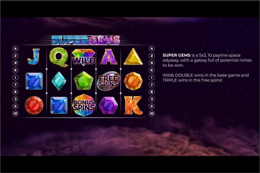Super Gems Paytable Slot