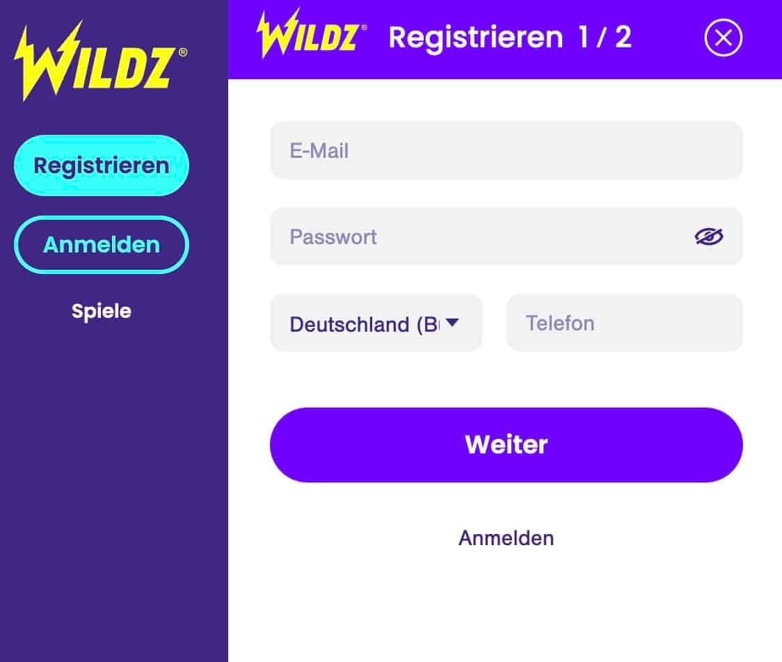 Wildz Casino_Registrierung