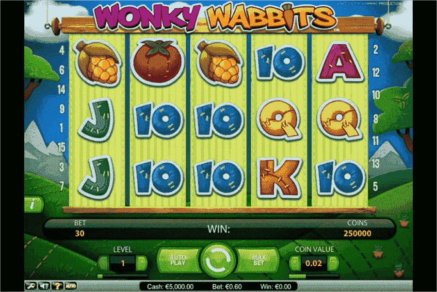 Wonky Wabbits Slot Wonky Wabbits Spiele-Screenshot mit Walzen