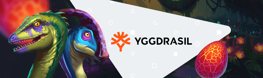 Yggdrasil Casino und Slots Banner mit Dinos und Markenlogo