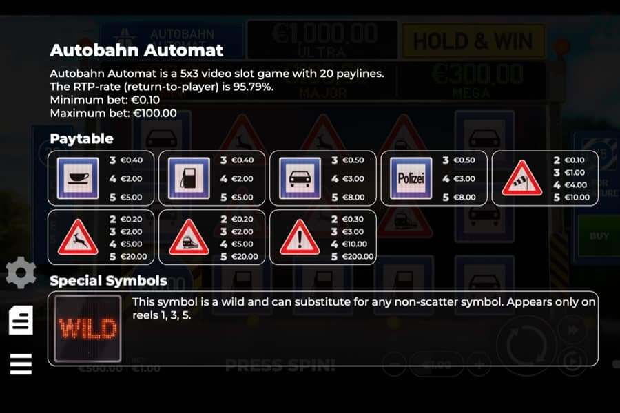 Autobahn Slot_paytable