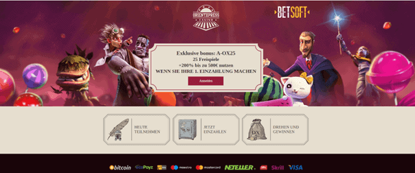 BETSOFT Website-Screenshot mit Bonusangebot