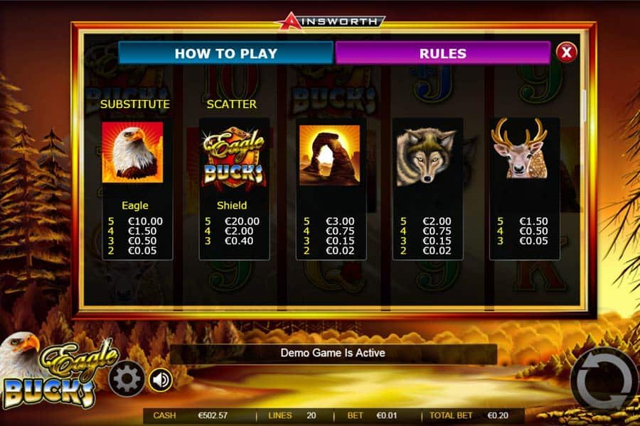 Eagle Bucks Slot_paytable