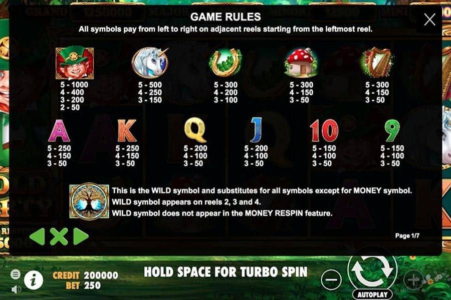 Gold Play Slot_paytable