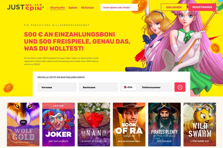 JustSpin Casino Willkommensbonus