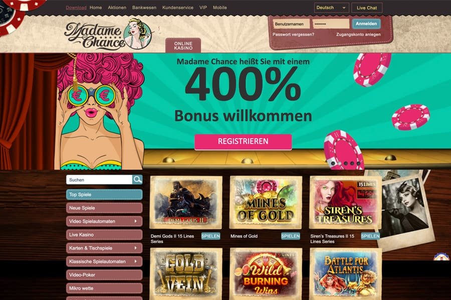 Madame Chance Casino Bonuscode