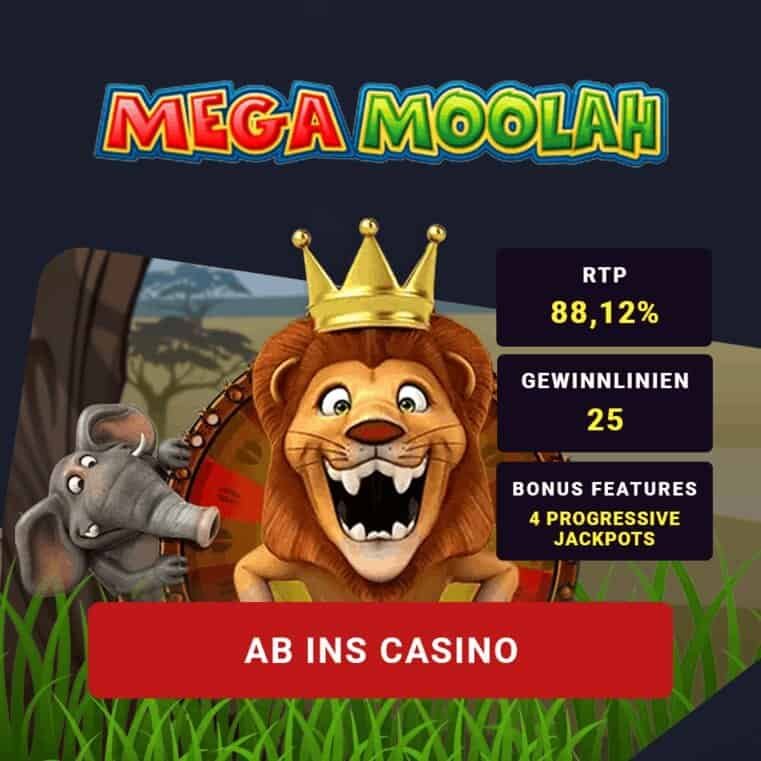 Mega Moolah Slot Infografik Mega Moolah Slot Infografik mit RTP, Gewinnlinien und Bonus Features